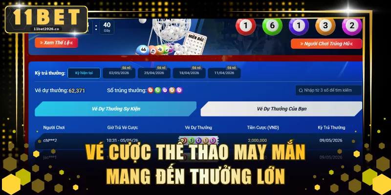 Vé cược thể thao may mắn mang đến thưởng lớn